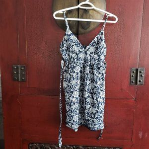 (NWOT) Adjustable Spaghetti Straps Blue White Floral Midi Sun Dress -Siz…